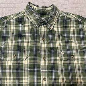 CARHARTT Men's SS Button Front Chest Pockets Green Plaid Shirt Large